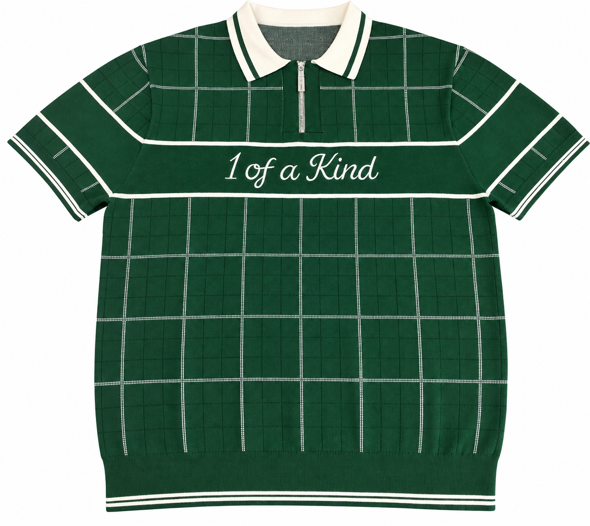 Green Plaid Knitted Polo