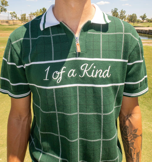 Green Plaid Knitted Polo