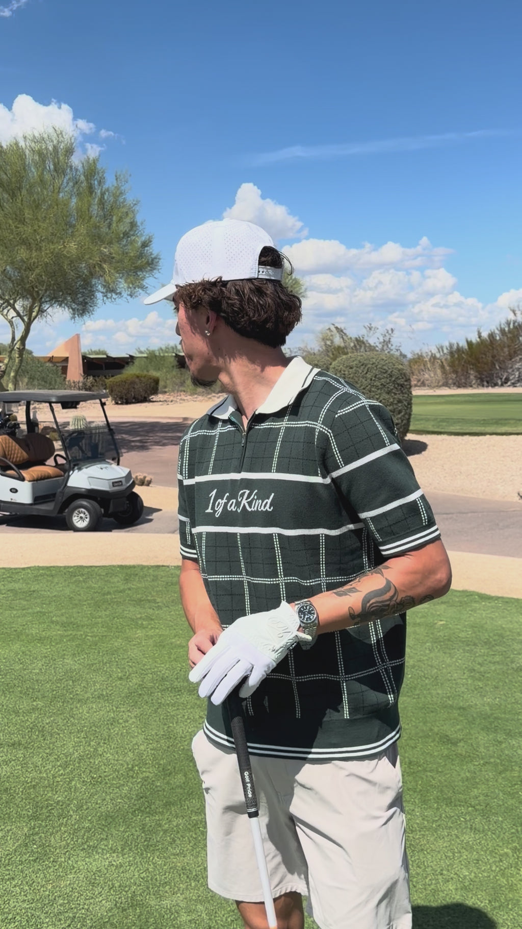 Green Plaid Knitted Polo